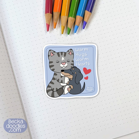 Warm Hugs Cat Sticker