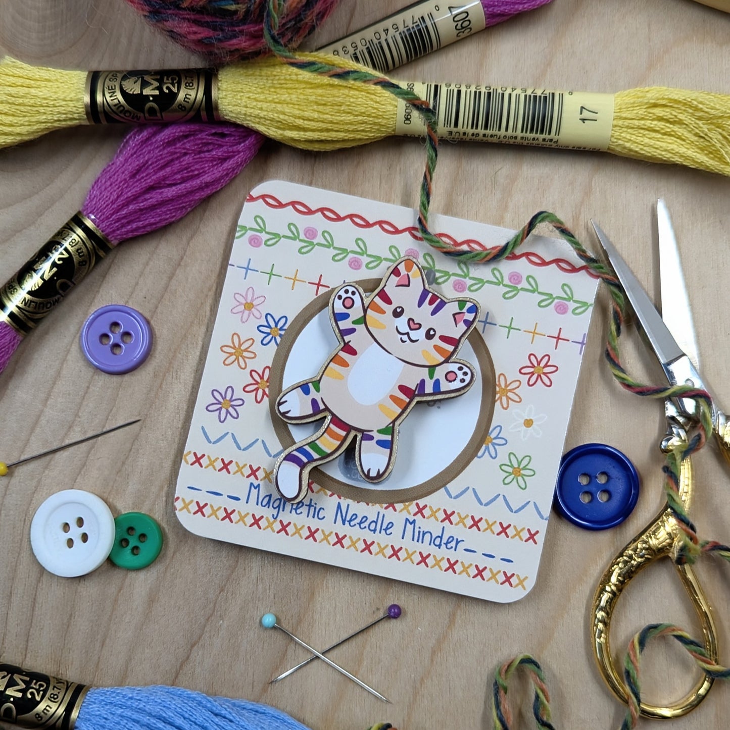 Rainbow Cat Needle Minder