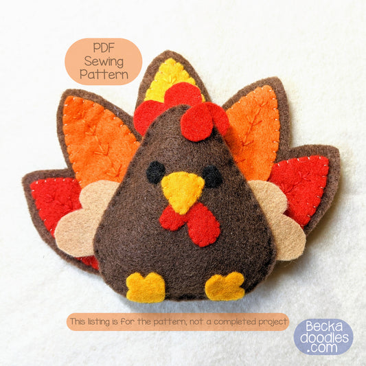 Chubby Turkey Felt Sewing Pattern